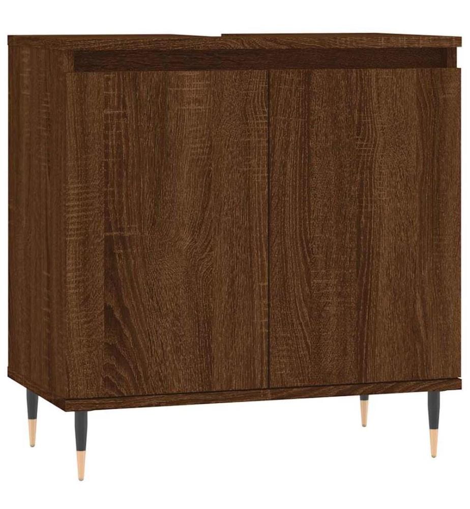 Badschrank Braun Eichen-Optik 58x33x60 cm Holzwerkstoff
