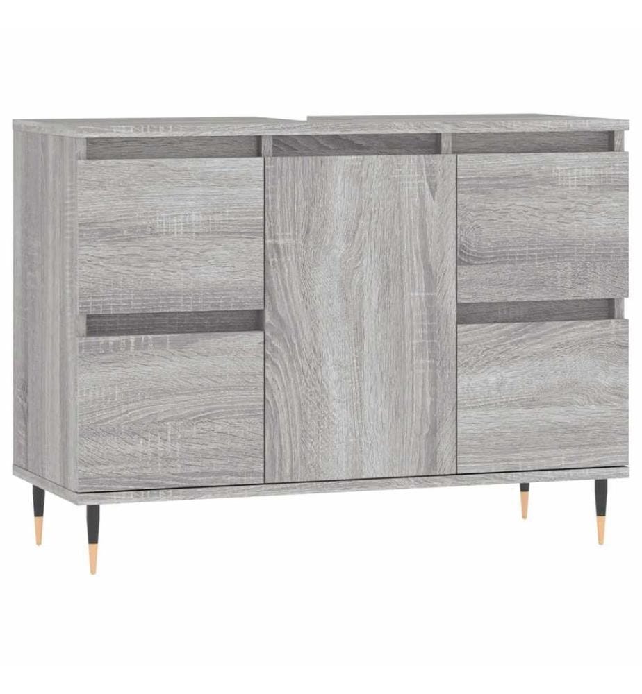 Badschrank Grau Sonoma 80x33x60 cm Holzwerkstoff