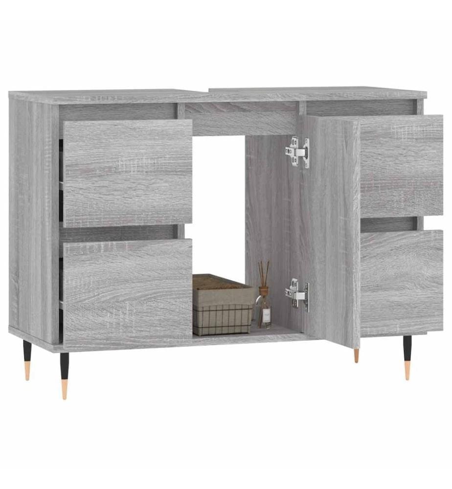 Badschrank Grau Sonoma 80x33x60 cm Holzwerkstoff