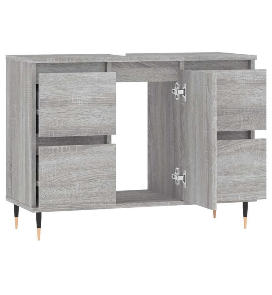 Badschrank Grau Sonoma 80x33x60 cm Holzwerkstoff