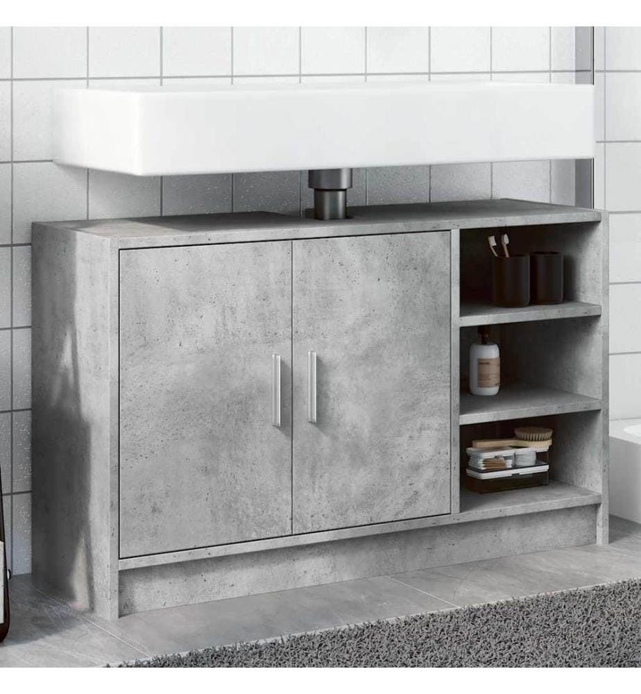 Armoire d'évier gris béton 90x29x55 cm bois d'ingénierie