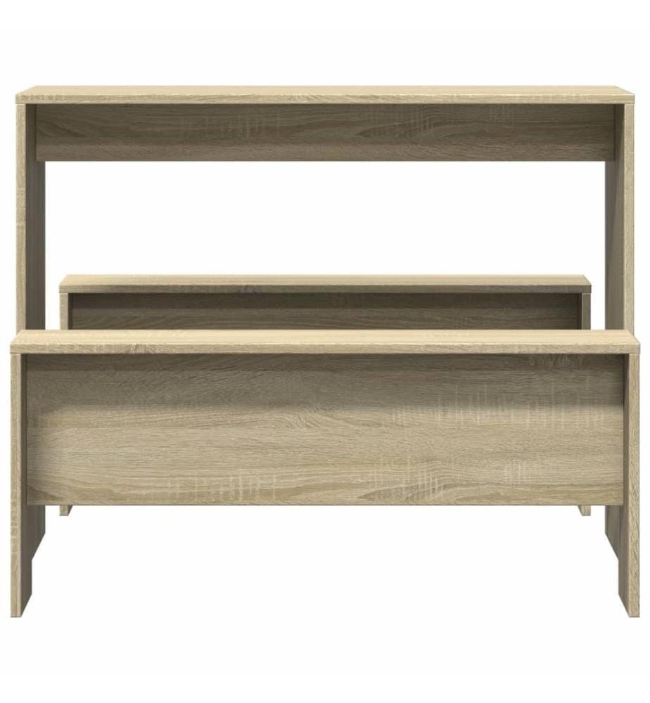 Ensemble table à manger et bancs 3 pcs bois d'ingénierie