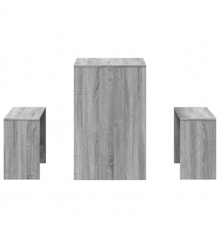 Ensemble table à manger et bancs 3 pcs bois d'ingénierie