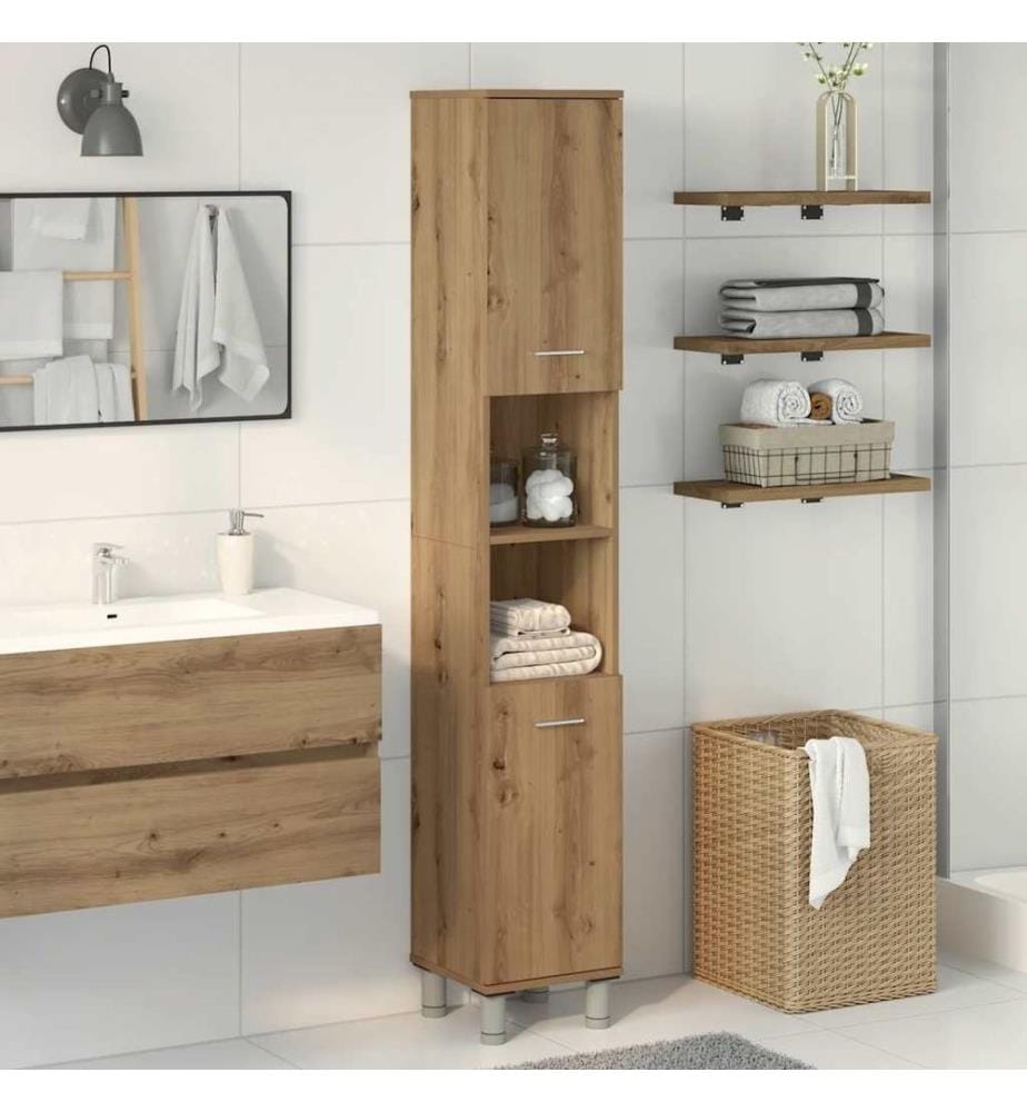 Badschrank Artisan-Eiche 30x30x179 cm Holzwerkstoff