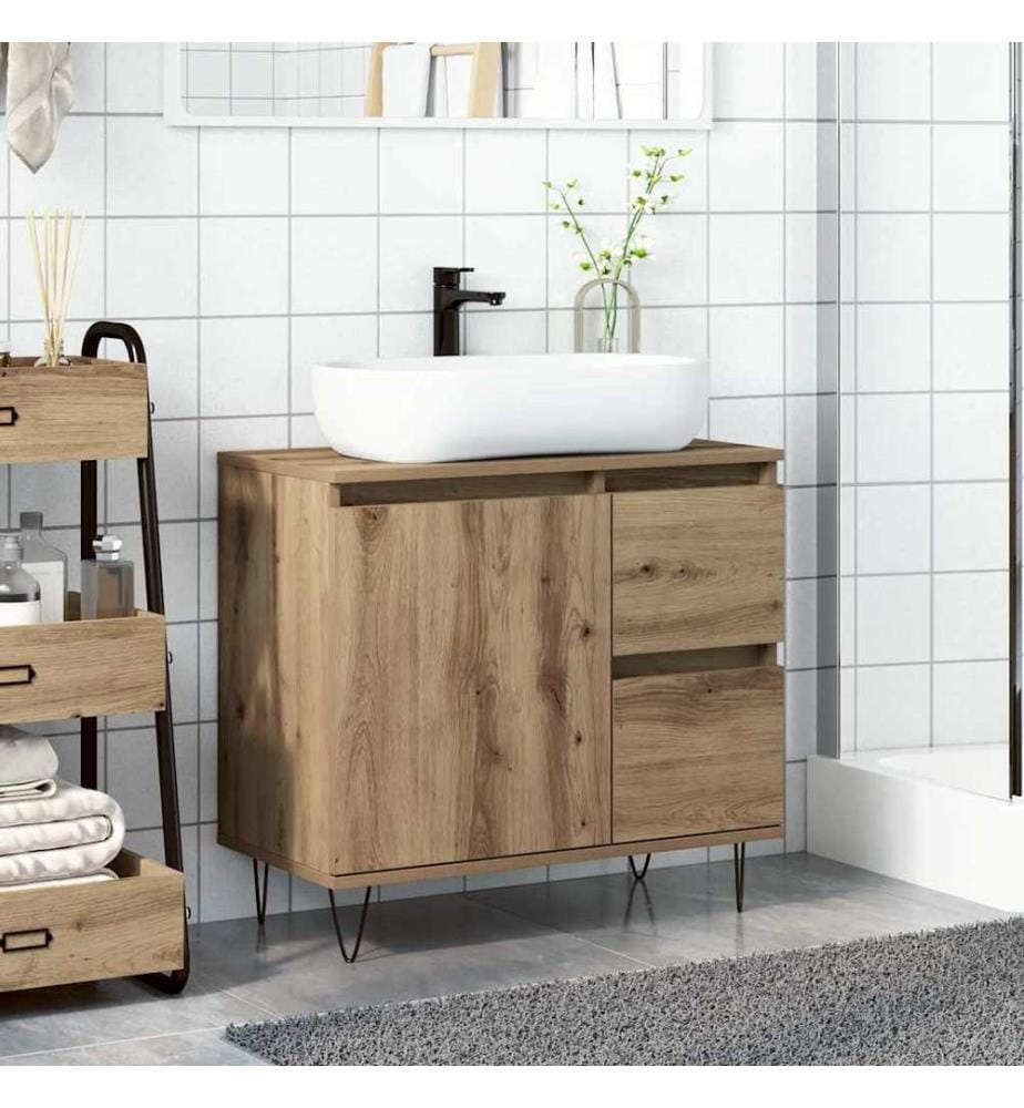 Waschbeckenunterschrank Artisan-Eiche 65x33x60 cm Holzwerkstoff
