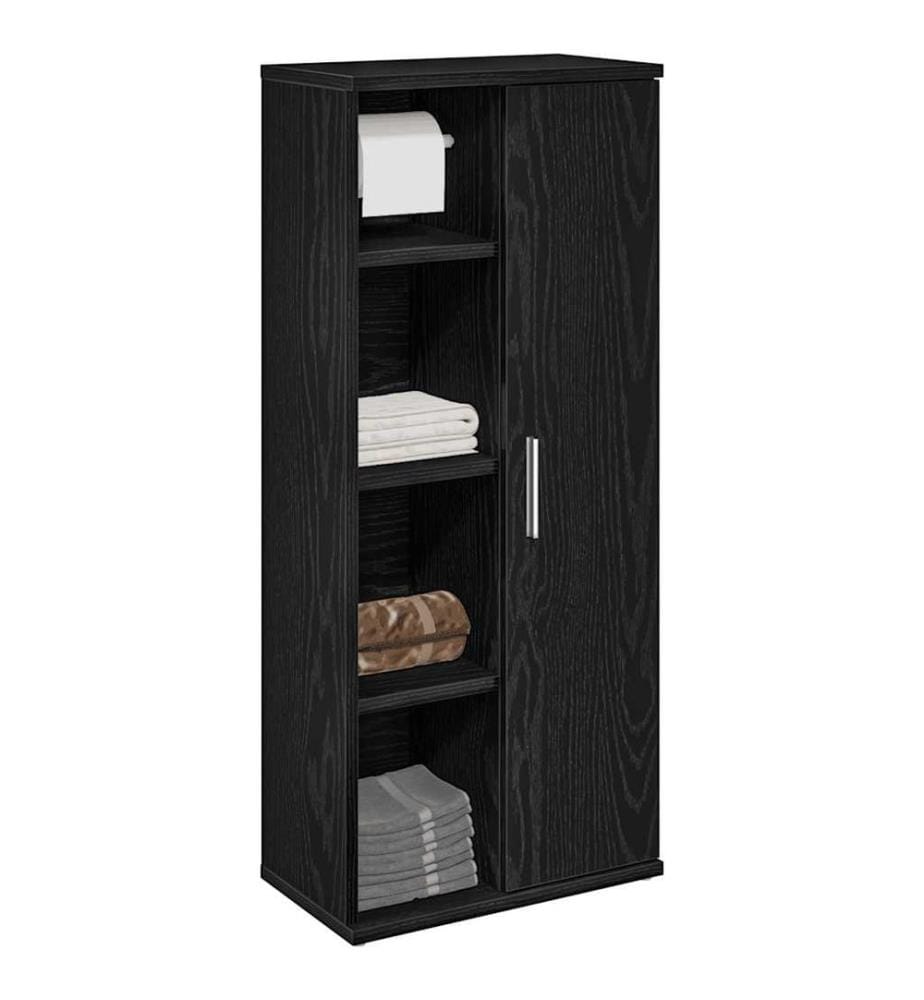 Badezimmerschrank mit Rollenhalter Schwarz 39x22x90 cm