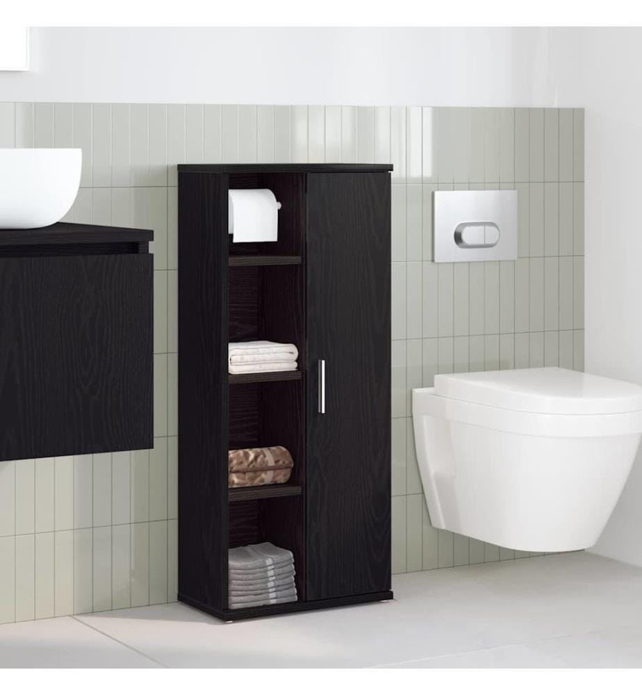 Badezimmerschrank mit Rollenhalter Schwarz 39x22x90 cm