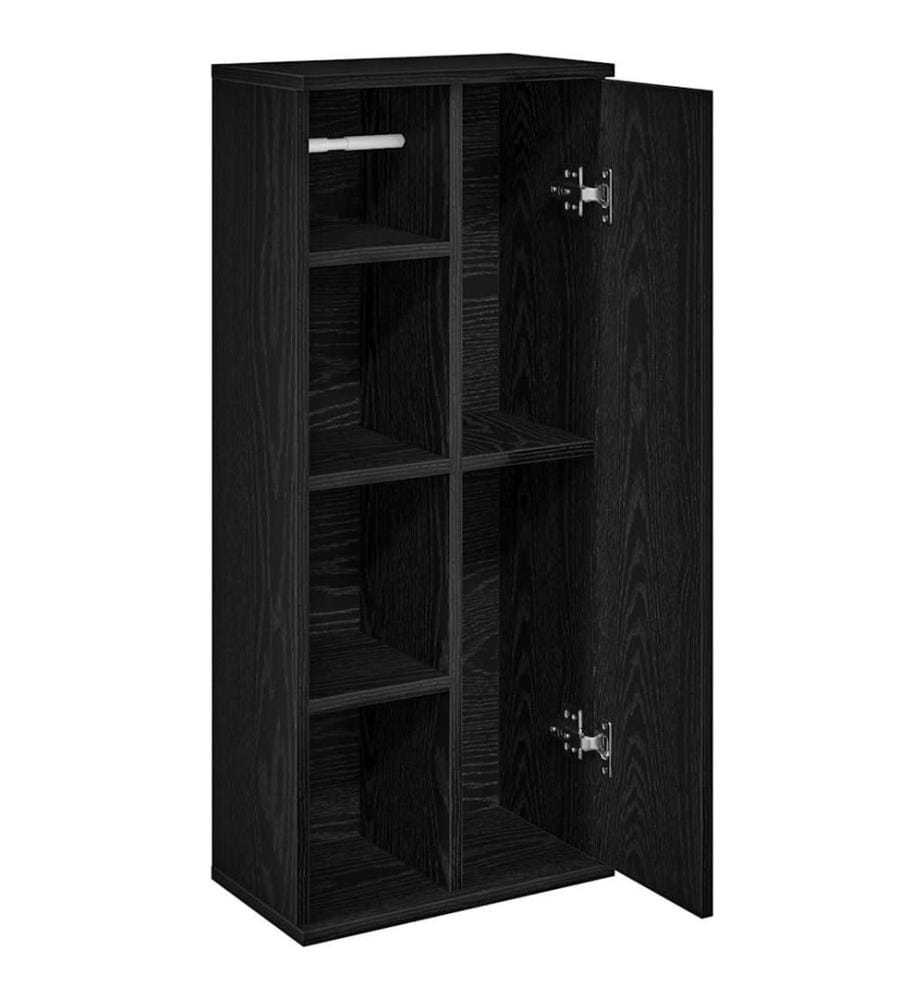 Badezimmerschrank mit Rollenhalter Schwarz 39x22x90 cm