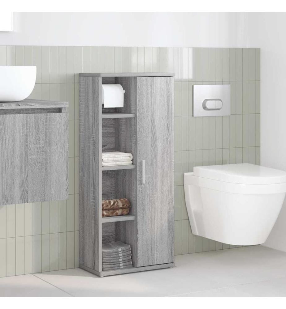 Badezimmerschrank mit Rollenhalter Grau Sonoma 39x22x90 cm