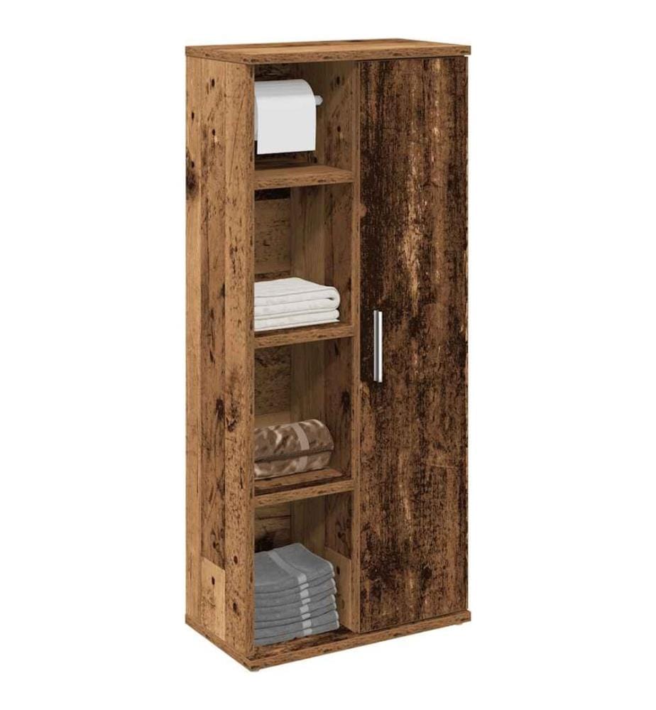 Badezimmerschrank mit Rollenhalter Altholz-Optik 39x22x90 cm