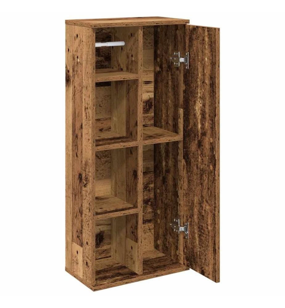Badezimmerschrank mit Rollenhalter Altholz-Optik 39x22x90 cm