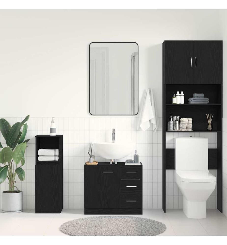 Waschbeckenunterschrank Schwarz Eichen-Optik 63x30x54 cm