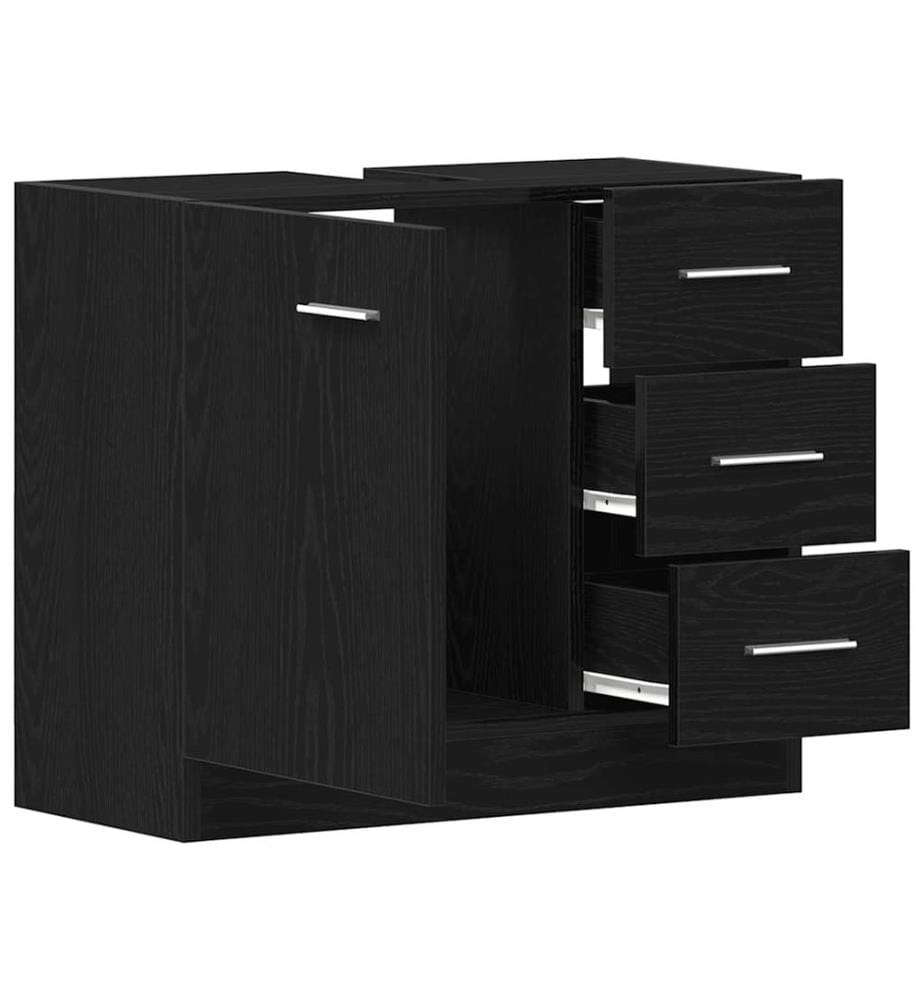 Waschbeckenunterschrank Schwarz Eichen-Optik 63x30x54 cm