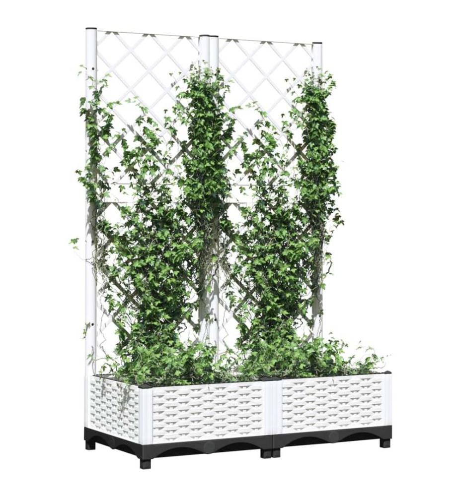 Jardinière avec treillis Blanc 80x40x121,5 cm PP