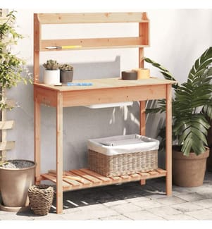 Pflanztisch mit Waschbecken 147,5x44x139,5 cm Massivholz Tanne