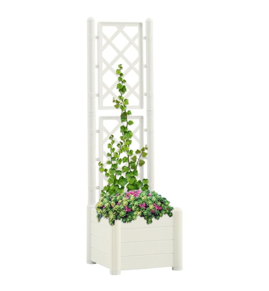 Jardinière avec treillis 43x43x142 cm PP Blanc