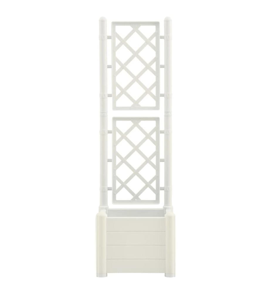 Jardinière avec treillis 43x43x142 cm PP Blanc
