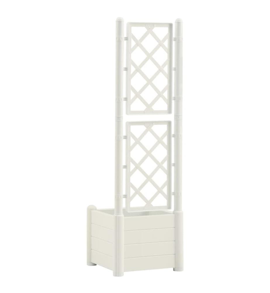 Jardinière avec treillis 43x43x142 cm PP Blanc