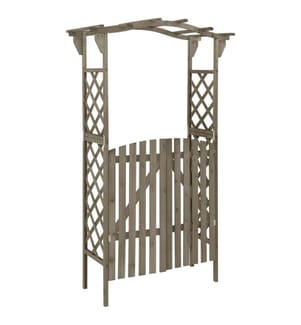 Pergola mit Tor 116x40x204 cm Grau Massivholz Tanne