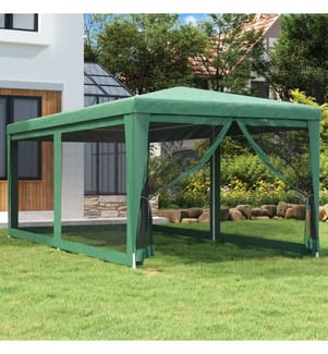 Partyzelt mit 6 Mesh-Seitenwänden Grün 3x6 m HDPE
