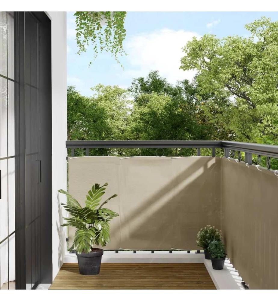 Balkon-Sichtschutz Beige 90x800 cm 100 % Polyester-Oxford