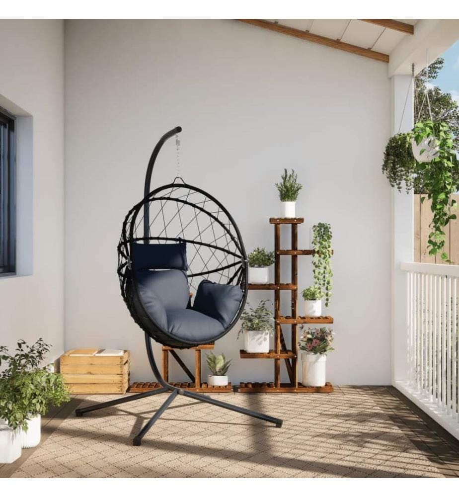 Chaise suspendue en forme d'oeuf avec support anthracite