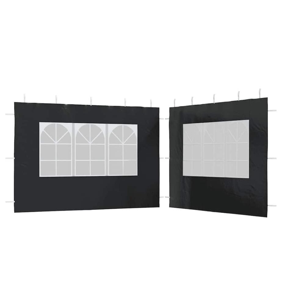 Paroi de tente de réception 2 pcs avec fenêtre PE Anthracite