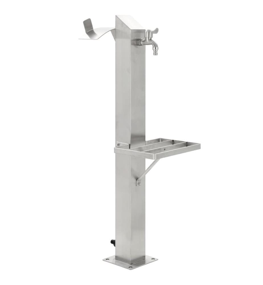 Garten-Wassersäule Edelstahl Quadratisch 95 cm