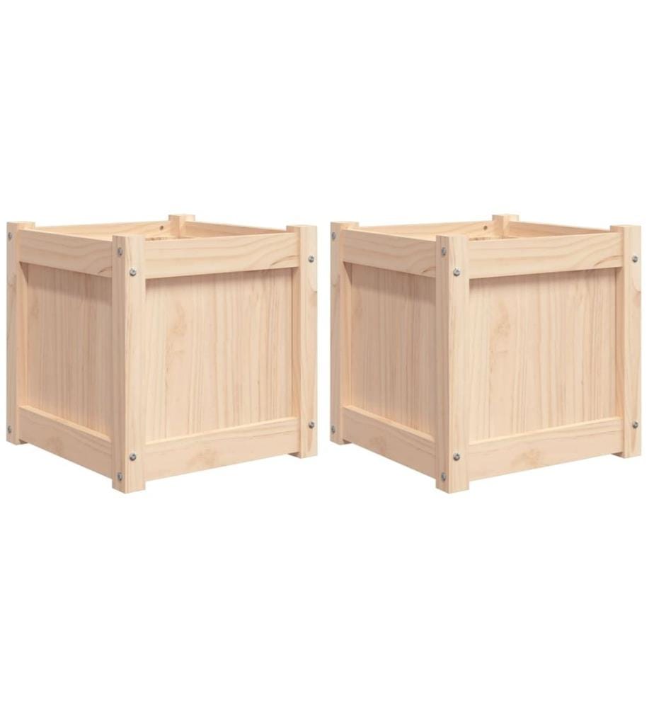 Jardinières 2 pcs bois de pin massif