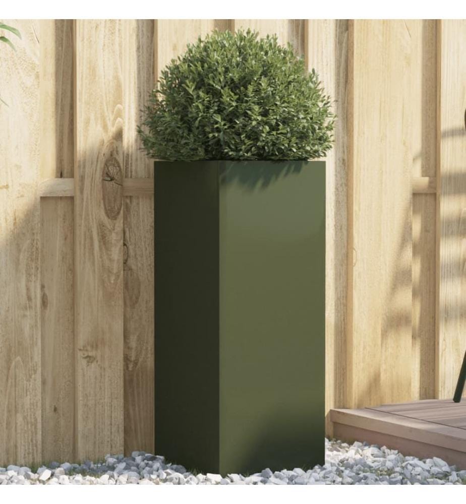 Jardinière vert olive 32x29x75 cm acier