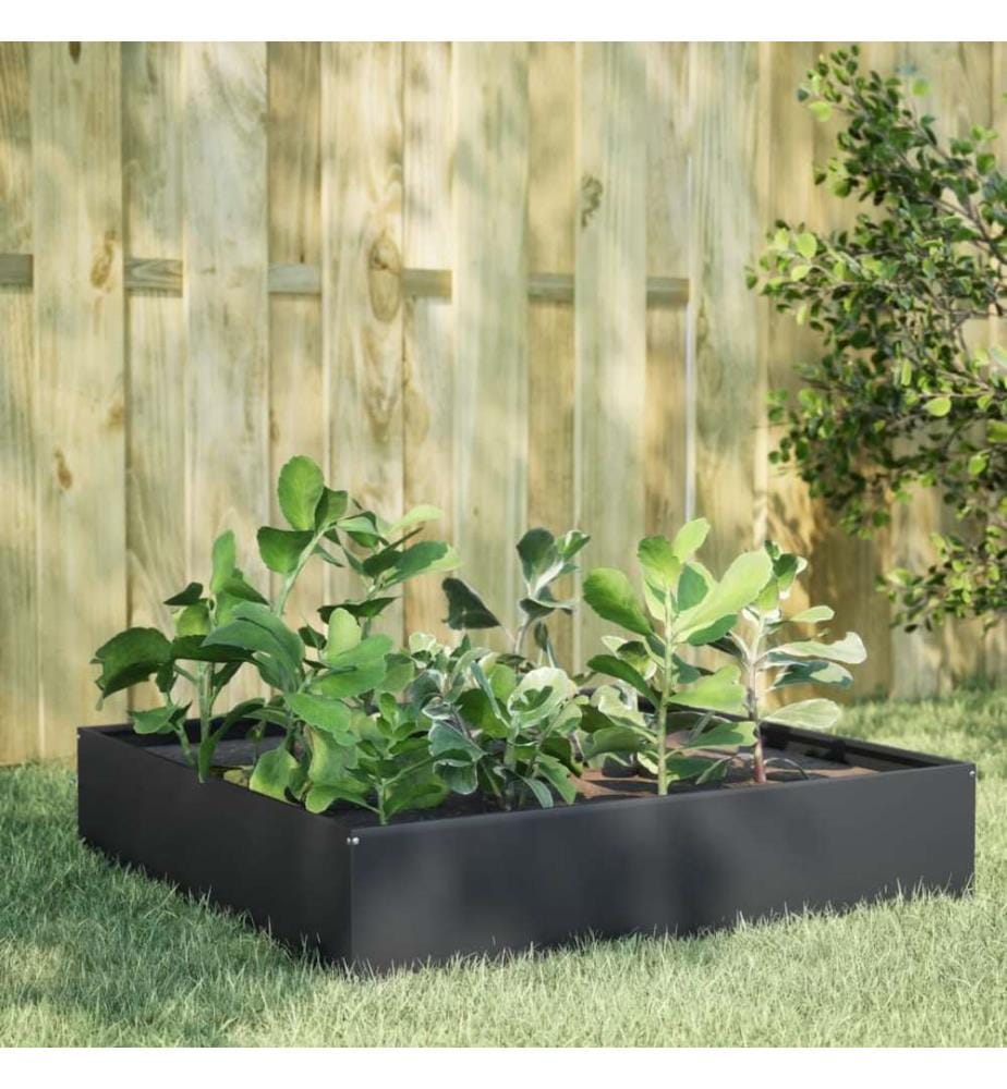 Lit surélevé de jardin anthracite 100x100x33,5 cm acier