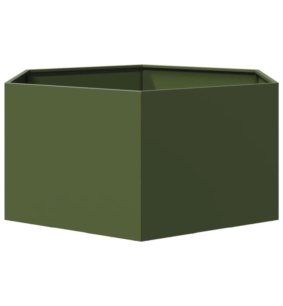 Jardinière vert olive hexagone 104x90x45 cm acier