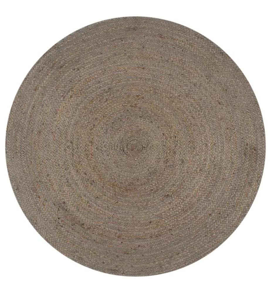 Teppich Handgefertigt Jute Rund 90 cm Grau