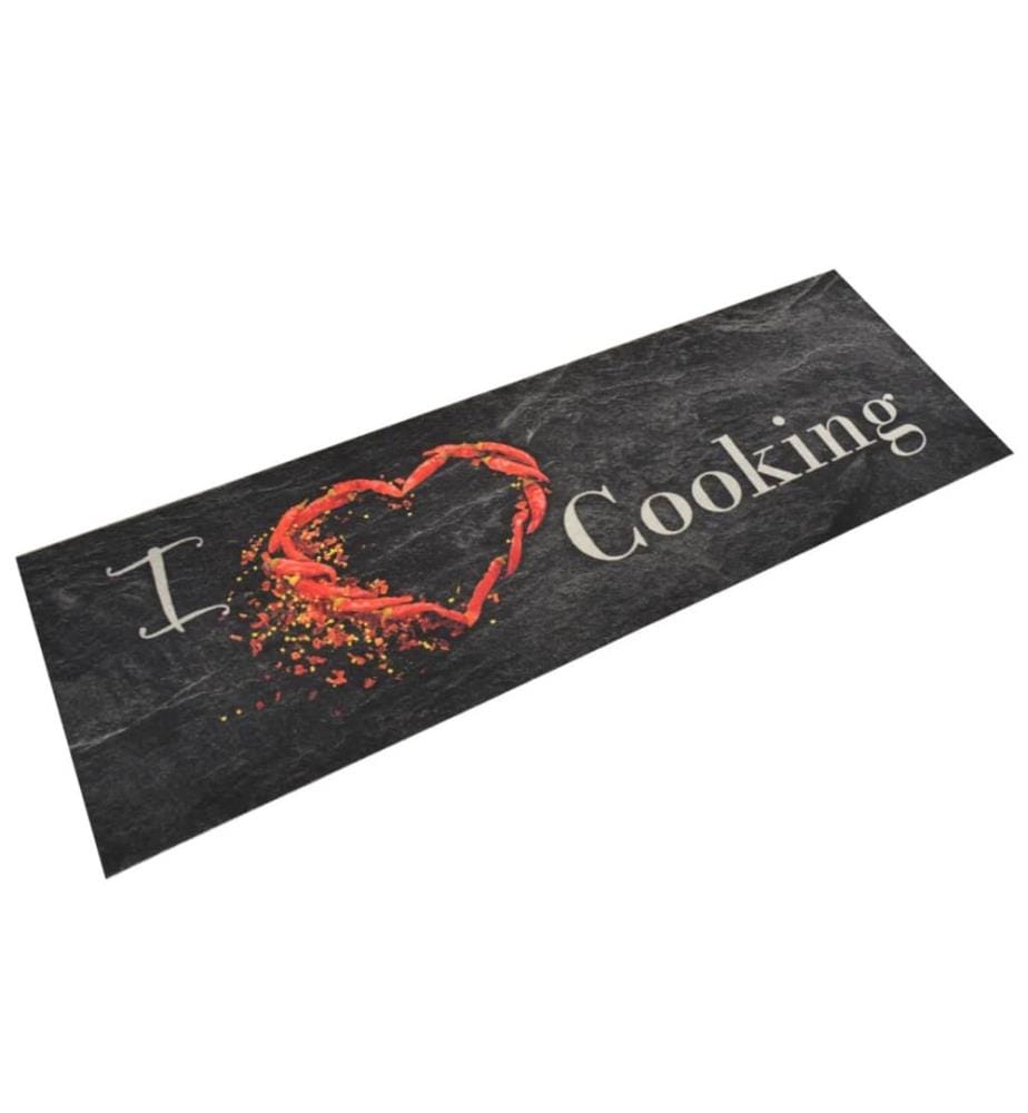 Tapis de cuisine lavable impression cuisine noir 60x180 cm
