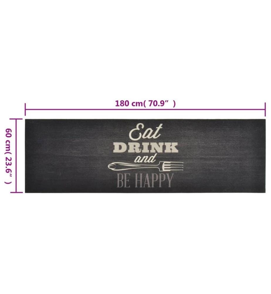Tapis de cuisine lavable impression cuisine noir 60x180 cm