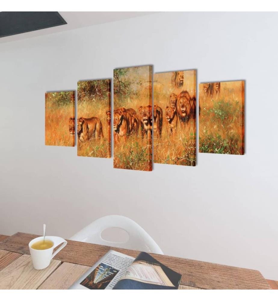 Bilder Dekoration Set Löwen 100 x 50 cm