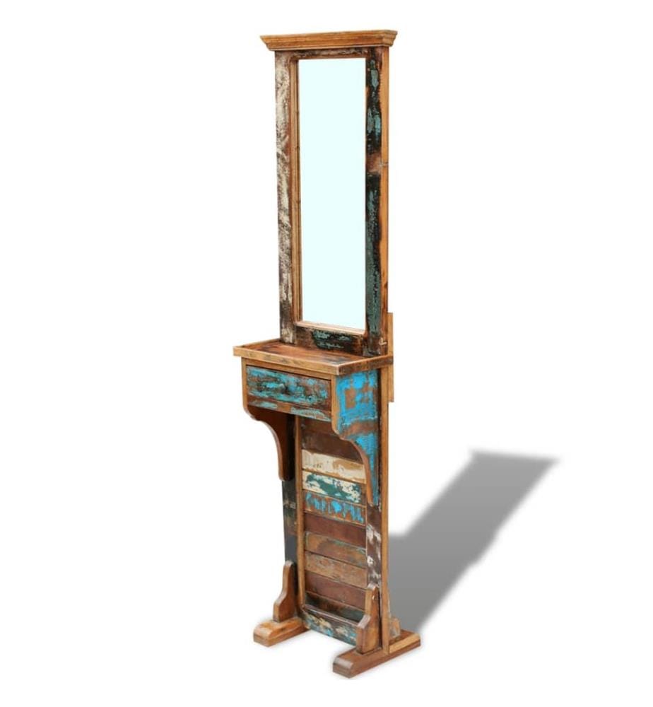 Miroir de couloir bois de récupération massif 47x23x180 cm