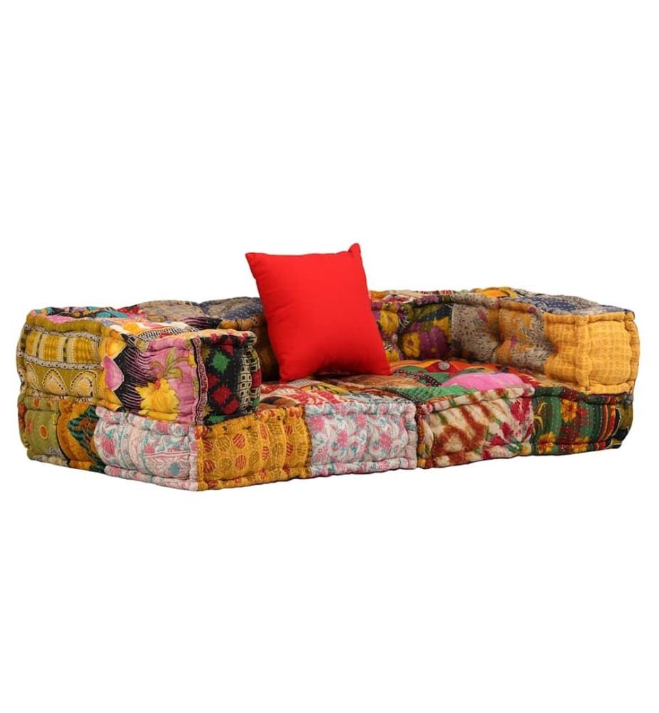 2-Sitzer Modularer Pouf Patchwork Stoff