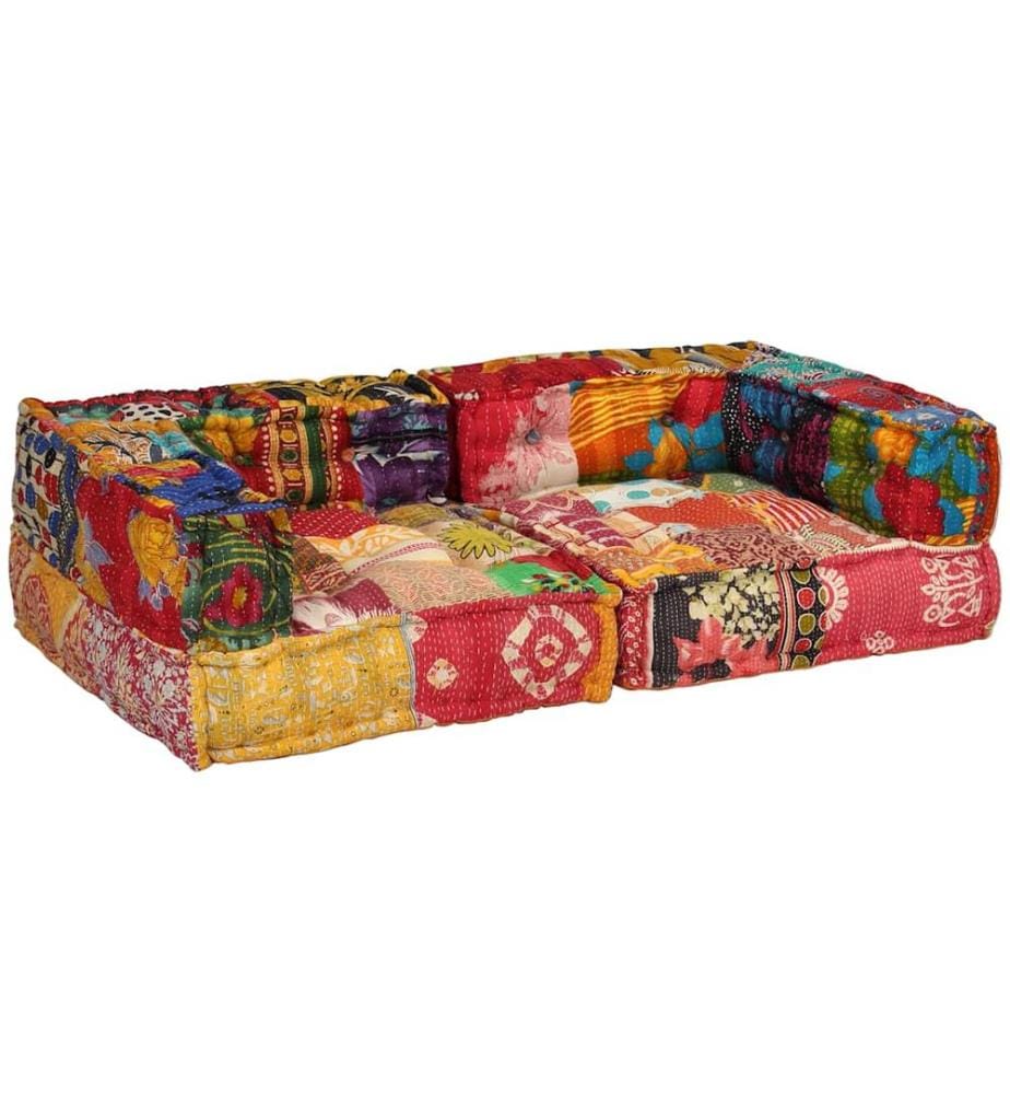 2-Sitzer Modularer Pouf Patchwork Stoff