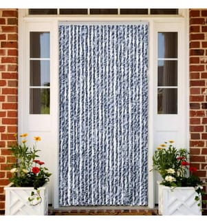 Insektenschutz-Vorhang Blau Weiss Silbern 100x220cm Chenille