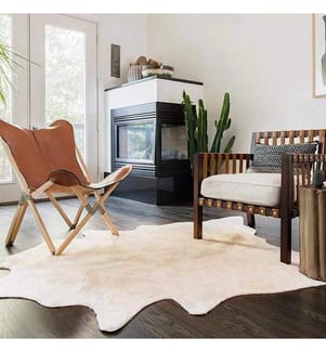 Teppich Echtes Rindsleder 150×170 cm Beige