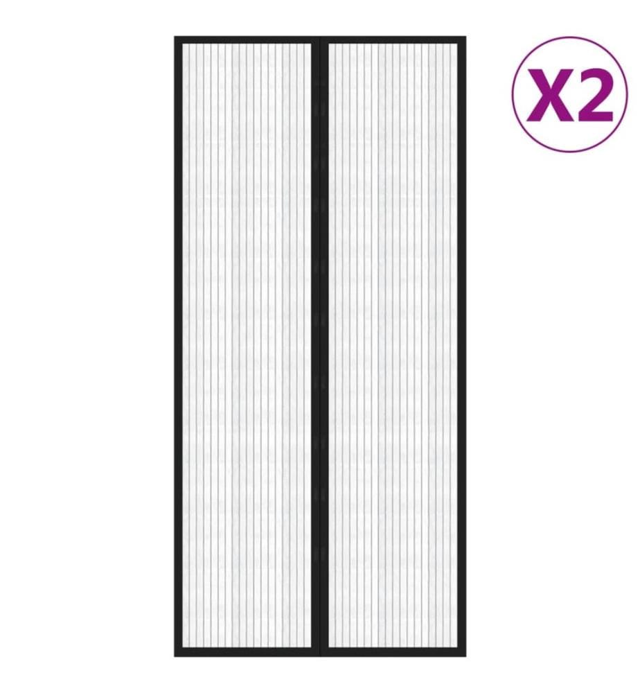Fliegengitter-Türvorhänge 2 Stk. Magnet Schwarz 220x110 cm