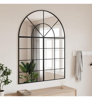 Wandspiegel Schwarz 100x130 cm Gewölbt Eisen