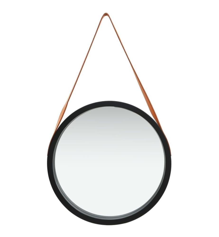 Miroir mural avec sangle 50 cm Noir