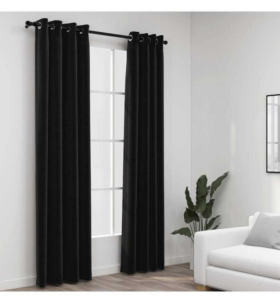 Verdunkelungsvorhänge Leinenoptik 2 Stk. Anthrazit 140x245 cm