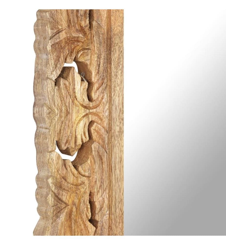 Miroir sculpté à la main Marron 110x50 cm Bois de manguier