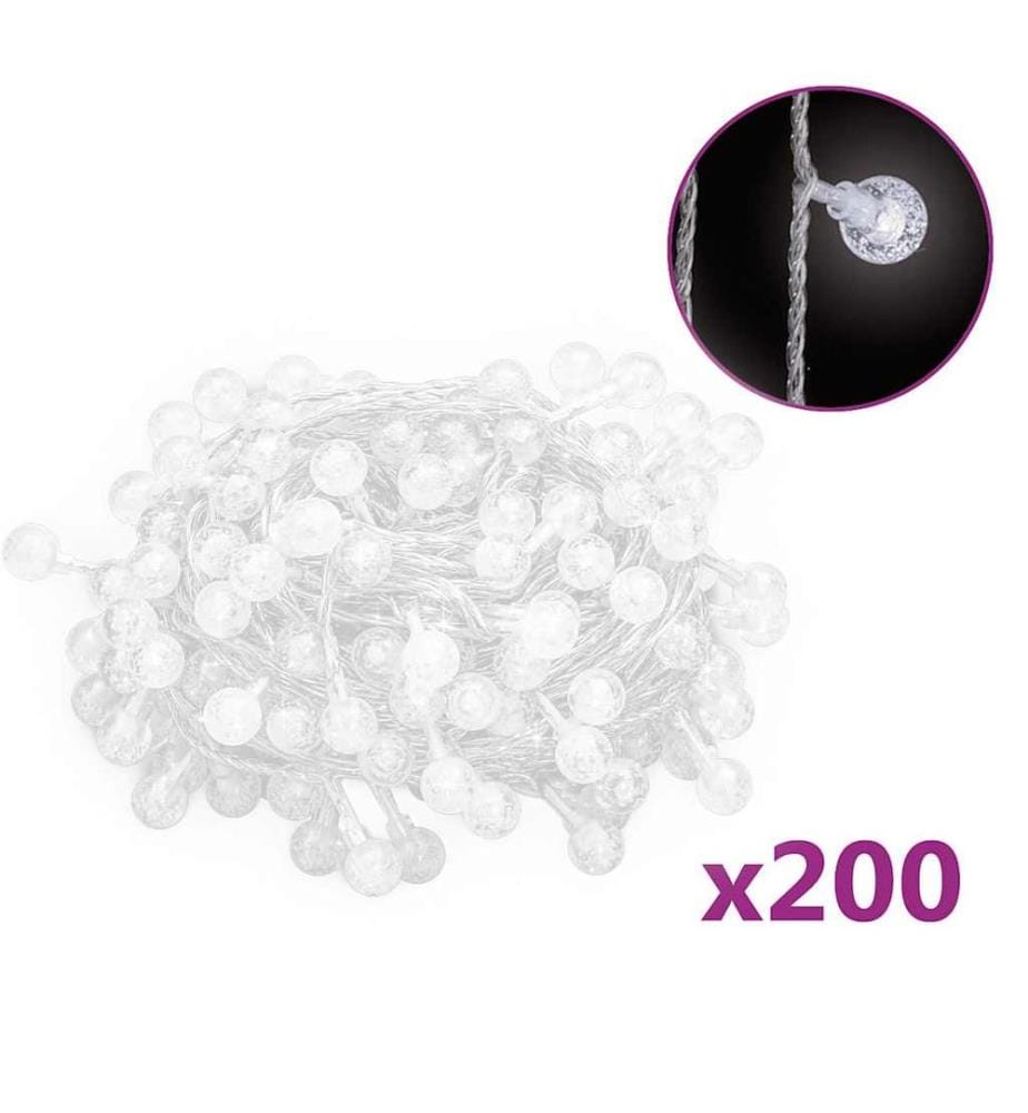 Guirlande lumineuse Globe 20 m 200 LED Blanc froid 8 fonctions