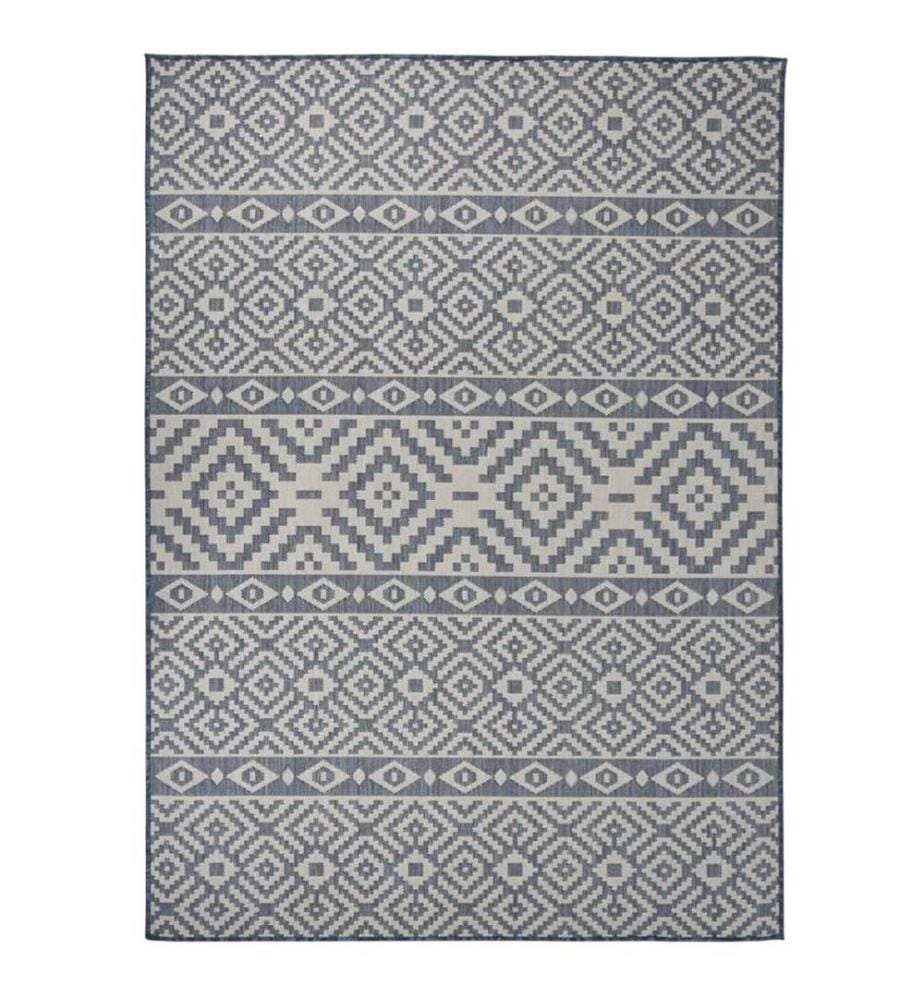 Outdoor-Teppich Flachgewebe 200x280 cm Blau Gestreift