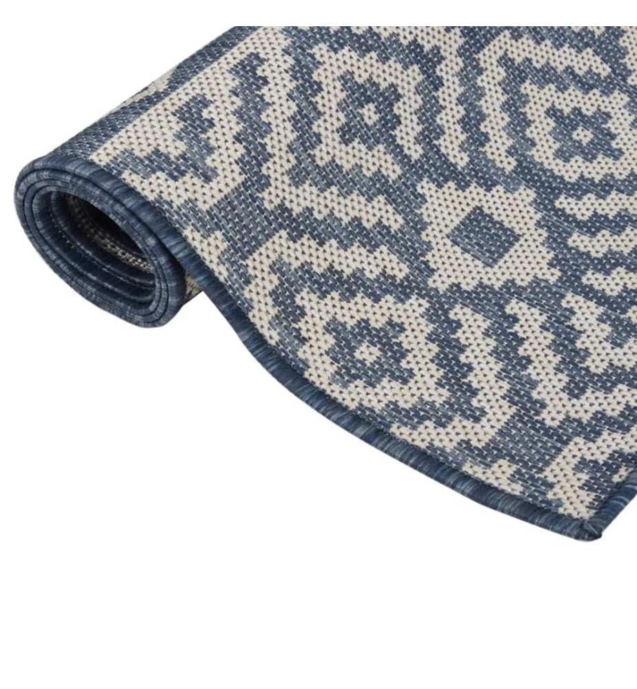 Outdoor-Teppich Flachgewebe 200x280 cm Blau Gestreift