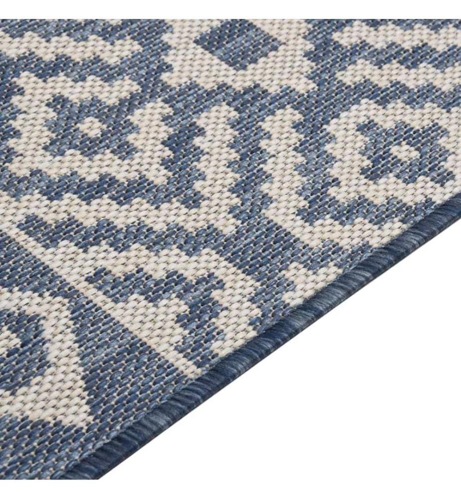 Outdoor-Teppich Flachgewebe 200x280 cm Blau Gestreift